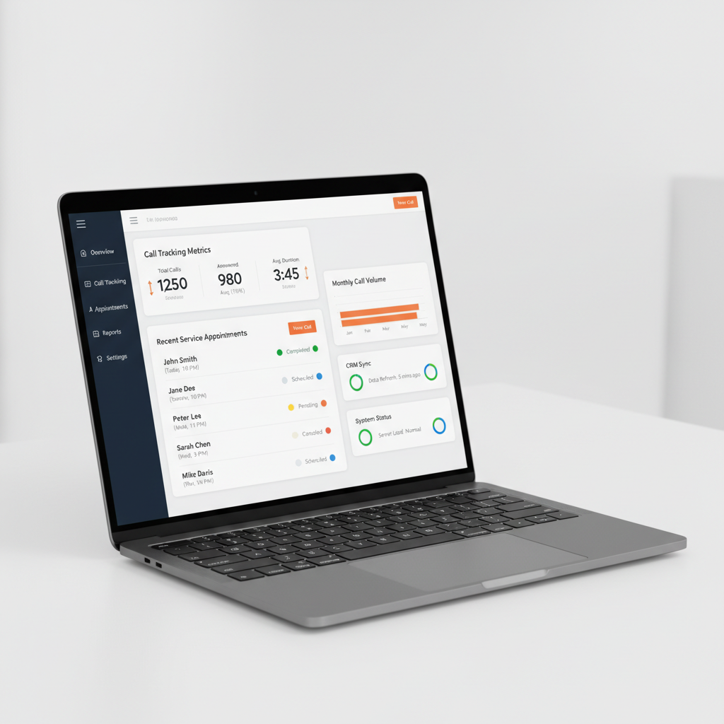 Dashboard de ComercialFlow IA mostrando llamadas atendidas, citas agendadas y pipeline de ventas